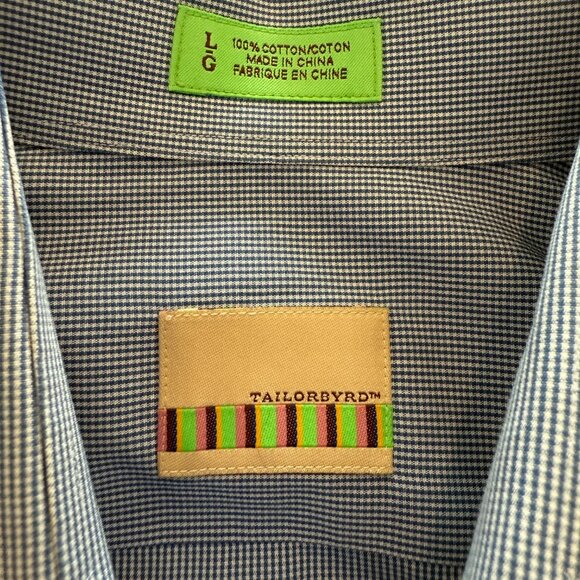 Tailorbyrd Dress Shirt Mens L Blue Button Up Long Sleeve - Picture 3 of 7